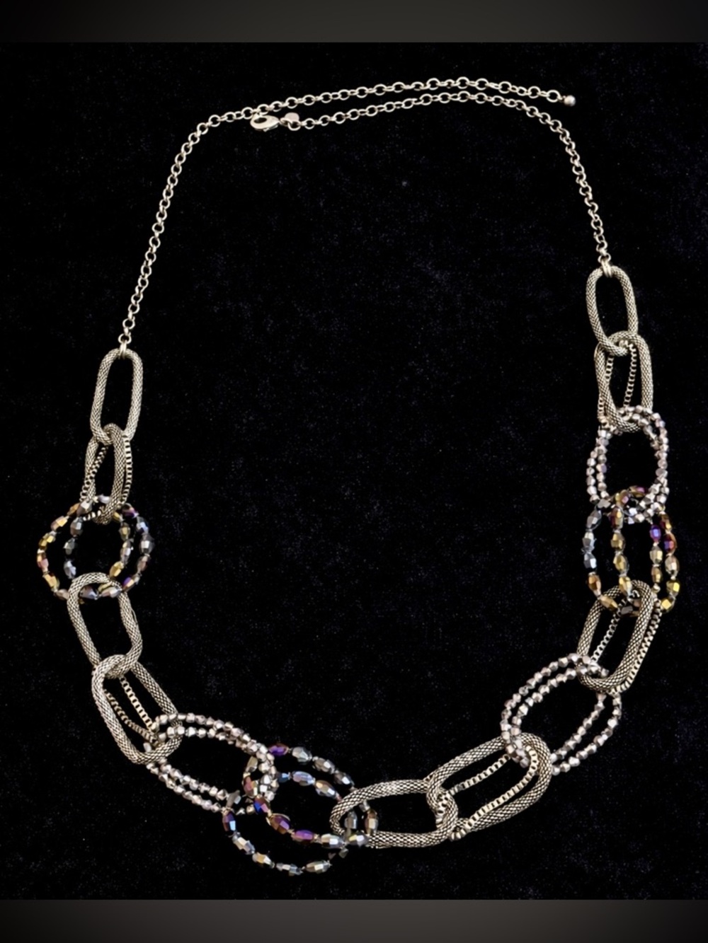 Chico’s Mixed Metal & Iridescent Color-Shift Statement Necklace - 44.5” Long